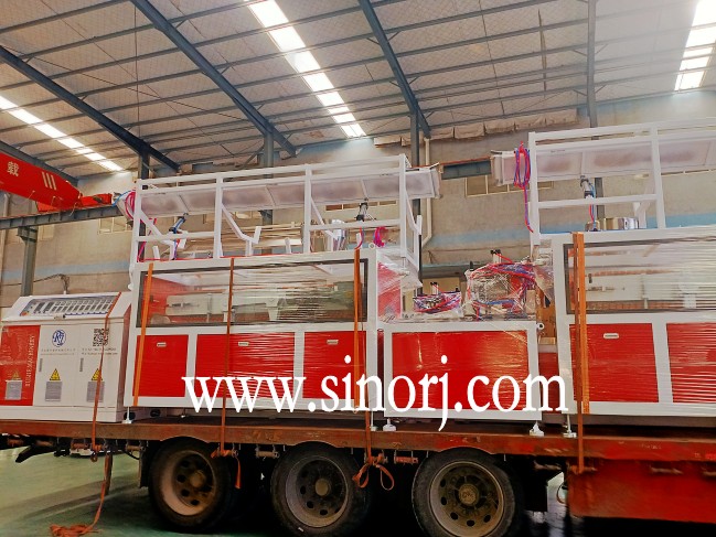 四條PVC格柵板生產線板車發貨中